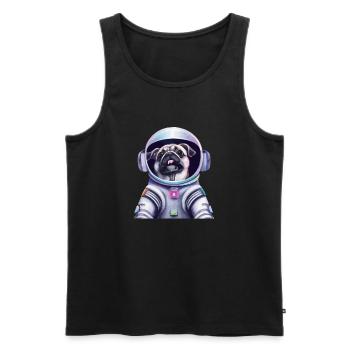 Chien carlin en combinaison spatiale Idée cadeau amusante - Débardeur bio Premium Homme - noir - Devant - Michal (187cm)