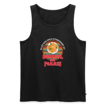 Mich interessiert Schnitzel mit Pommes - Männer Premium Bio Tank Top - Schwarz - Vorne - Michal (187cm)