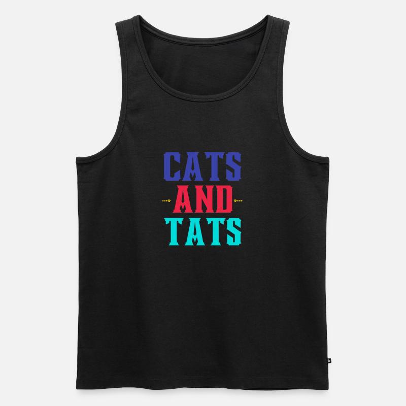Katze und Tats - Männer Premium Bio Tank Top - Schwarz