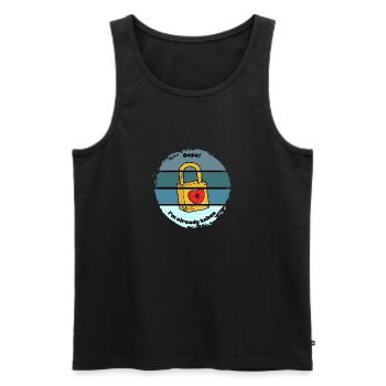 Hoppla, ich bin schon vergeben - Männer Premium Bio Tank Top - Schwarz - Vorne - AI Model Male 178 light (178cm)