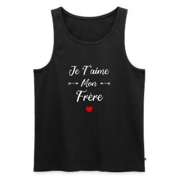 je t'aime mon Frère - Débardeur bio Premium Homme - noir - Devant - Michal (187cm)
