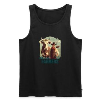 Farmer with cow - Men's Premium Organic Tank Top - black - Front - AI Model Male 178 light (178cm)