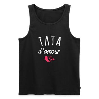 tata d amour / cadeau humour tata - Débardeur bio Premium Homme - noir - Devant - AI Model Male 178 light (178cm)