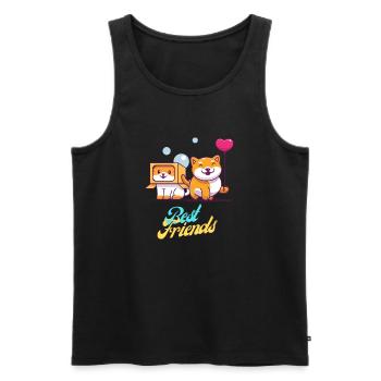 T-Shirt Katze und Hund bester Freund niedlich kawaii - Männer Premium Bio Tank Top - Schwarz - Vorne - Michal (187cm)