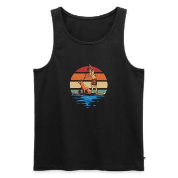 Vintage Stand Up Paddle Dog And Girl Cartoon - Débardeur bio Premium Homme - noir - Devant - Michal (187cm)