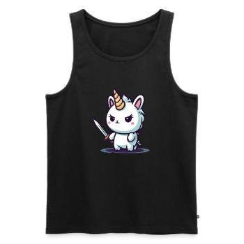 Licorne bad ass - Débardeur bio Premium Homme - noir - Devant - AI Model Male 178 light (178cm)
