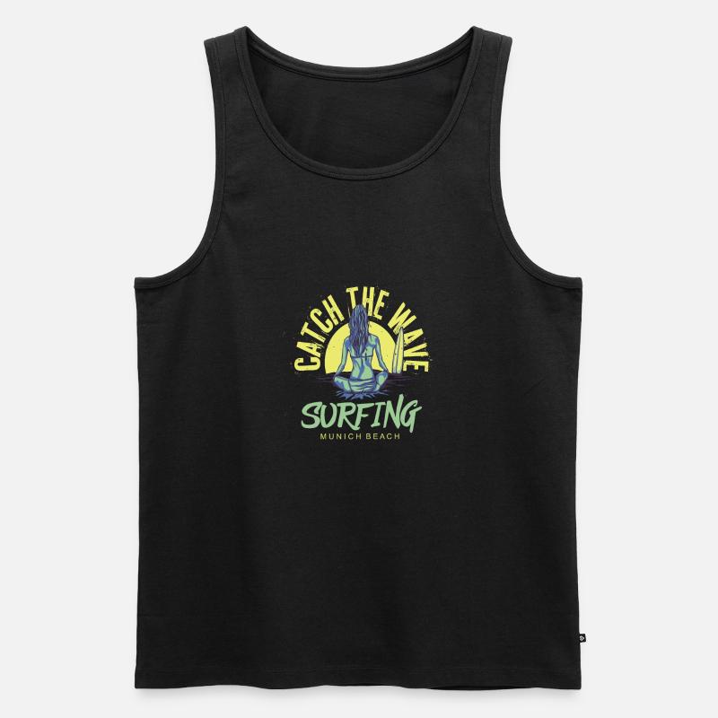 Surfing Munich - Männer Premium Bio Tank Top - Schwarz