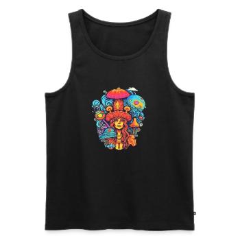 Shroom goa - Débardeur bio Premium Homme - noir - Devant - AI Model Male 178 light (178cm)