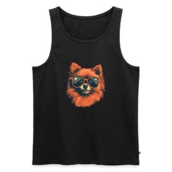 Dog with sunglasses, Dog, Doggy - Men's Premium Organic Tank Top - black - Front - AI Model Male 178 light (178cm)