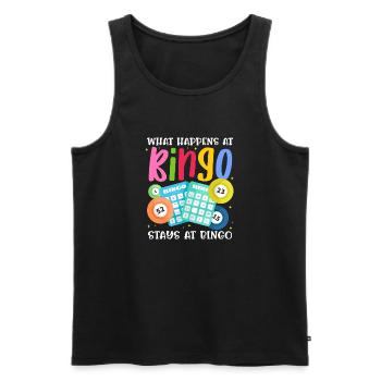 What happens at bingo, stays at bingo | Bingo - Männer Premium Bio Tank Top - Schwarz - Vorne - Michal (187cm)