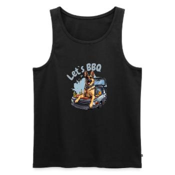 Grillmaster - BBQ Shirt, German Shepherd Let`s BBQ - Männer Premium Bio Tank Top - Schwarz - Vorne - AI Model Male 178 light (178cm)