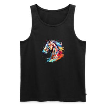Horse head rider love horse equestrian sport - Men's Premium Organic Tank Top - black - Front - Michal (187cm)