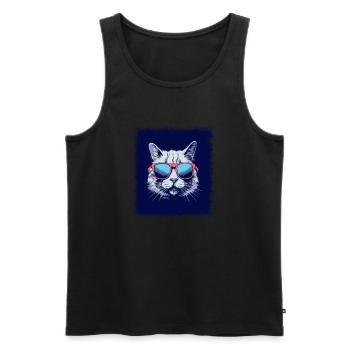 cartoon cat business cat tshirts cat face tshirts - Männer Premium Bio Tank Top - Schwarz - Vorne - Michal (187cm)