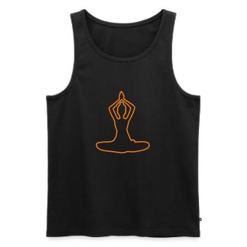 4 Yoga Padmasana ou fleur de lotus | 6ème Flame GoldRuby - Débardeur bio Premium Homme - noir - Devant - AI Model Male 178 light (178cm)
