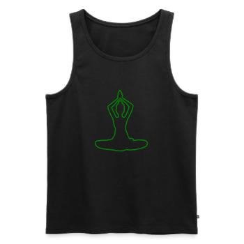 4 Yoga Padmasana or Lotus Flower | 5th Green Flame - Men's Premium Organic Tank Top - black - Front - AI Model Male 178 light (178cm)