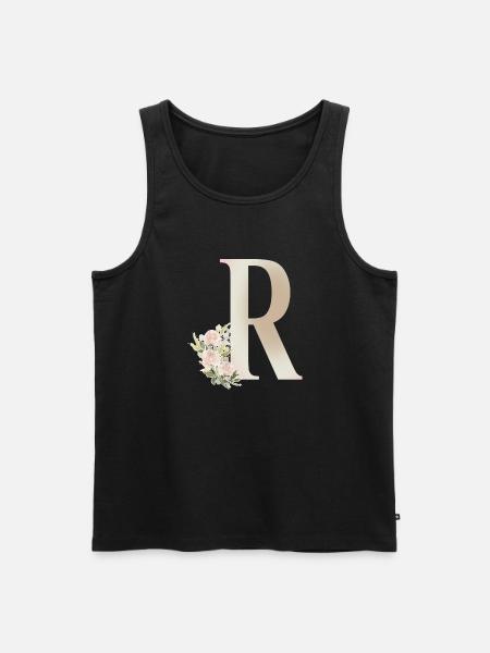 Buchstabe R mit Blumen - Männer Premium Bio Tank Top - Schwarz
