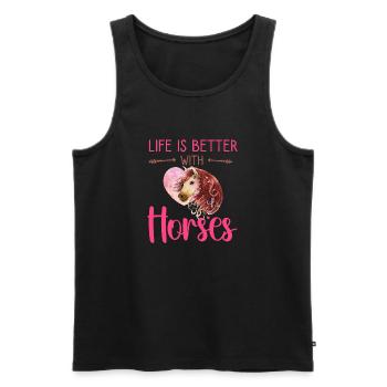 Life is better with horse funny gift horse love - Débardeur bio Premium Homme - noir - Devant - Michal (187cm)