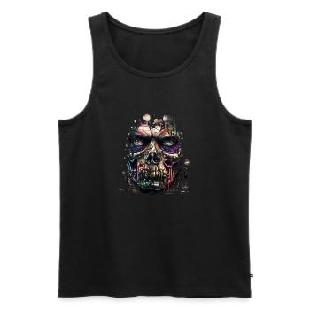 Graffiti Street Art Spray pochoir Vintage rétro - Débardeur bio Premium Homme - noir - Devant - Michal (187cm)
