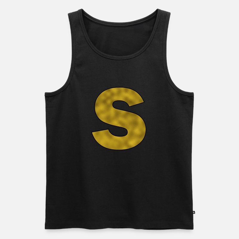 Buchstabe S Gold - Männer Premium Bio Tank Top - Schwarz