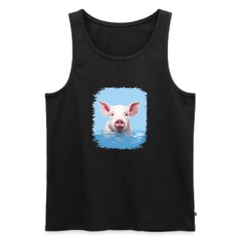 funny quote piglets present funny barbeque vegan - Männer Premium Bio Tank Top - Schwarz - Vorne - AI Model Male 178 light (178cm)