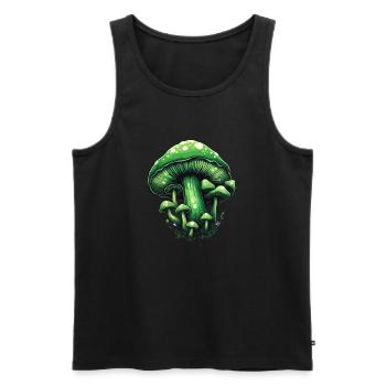 Pilz / Mushroom / Wiese / Wald / Goa / Psy - Männer Premium Bio Tank Top - Schwarz - Vorne - Michal (187cm)