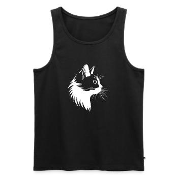 Cat, Cat Motif - Men's Premium Organic Tank Top - black - Front - Michal (187cm)
