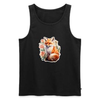 Fuchs zwischen Blumen - Männer Premium Bio Tank Top - Schwarz - Vorne - AI Model Male 178 light (178cm)