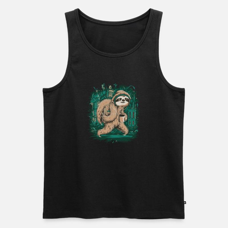 sloth jungle walk - Männer Premium Bio Tank Top - Schwarz