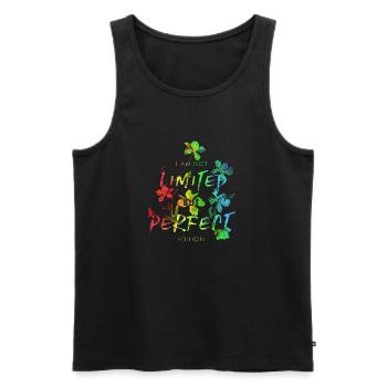 vibes only love quote vector vintage flowers art - Men's Premium Organic Tank Top - black - Front - AI Model Male 178 light (178cm)