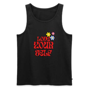 Love you self Retro Design Rot Blumen - Männer Premium Bio Tank Top - Schwarz - Vorne - Michal (187cm)