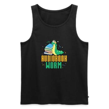 Ears Always Open: Proud Audiobook Worm - Männer Premium Bio Tank Top - Schwarz - Vorne - Michal (187cm)