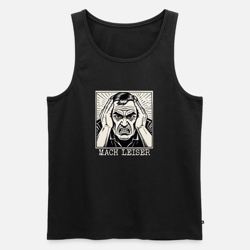 Mach Leiser - Männer Premium Bio Tank Top - Schwarz