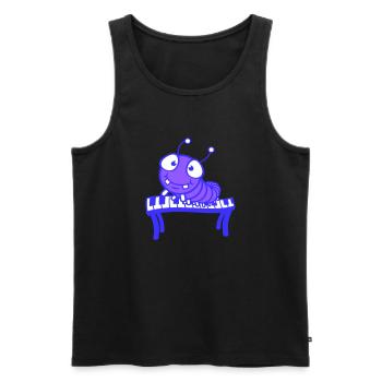 Cute Caterpillar Keyboard Piano Keys Playing Animal - Men's Premium Organic Tank Top - black - Front - Michal (187cm)