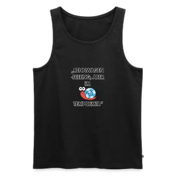 "Rennwagen-Feeling im Schneckentempo"Rot Blau - Männer Premium Bio Tank Top - Schwarz - Vorne - Michal (187cm)