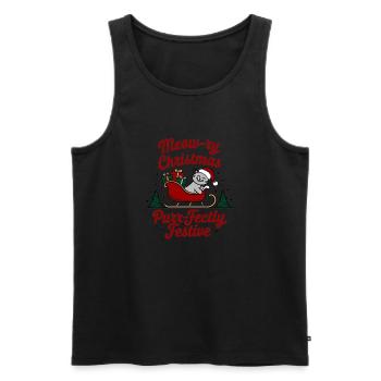 Meow-ry Christmas Purr-fectly Festive - Männer Premium Bio Tank Top - Schwarz - Vorne - Michal (187cm)