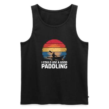 Humour kayak pour les aventuriers - Débardeur bio Premium Homme - noir - Devant - Michal (187cm)