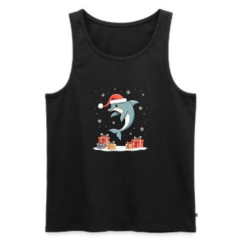 Dolphin with Santa Hat Snowflakes - Men's Premium Organic Tank Top - black - Front - AI Model Male 178 light (178cm)