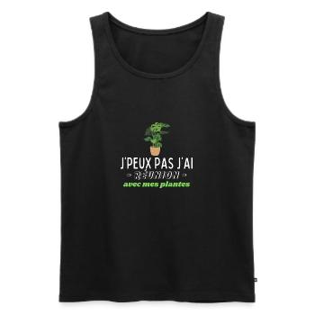 J'peux pas, j'ai réunion avec mes plantes - Débardeur bio Premium Homme - noir - Devant - AI Model Male 178 light (178cm)