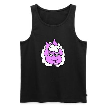 Schaf Mädchen Frau Gesicht Weiblich Hübsch Müde - Männer Premium Bio Tank Top - Schwarz - Vorne - Michal (187cm)