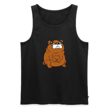 Pug dog sits small begging dick looks sad - Men's Premium Organic Tank Top - black - Front - AI Model Male 178 light (178cm)