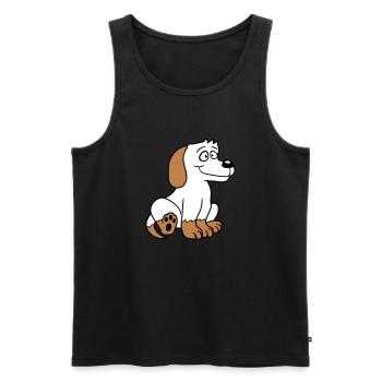 chien assis mignon petit chiot heureux animal de compagnie - Débardeur bio Premium Homme - noir - Devant - Michal (187cm)