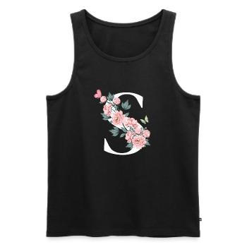 Letter s pink flowers - Men's Premium Organic Tank Top - black - Front - Michal (187cm)