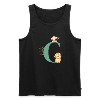 Letter c green jungle animals - Men's Premium Organic Tank Top - black - Front - AI Model Male 178 light (178cm)