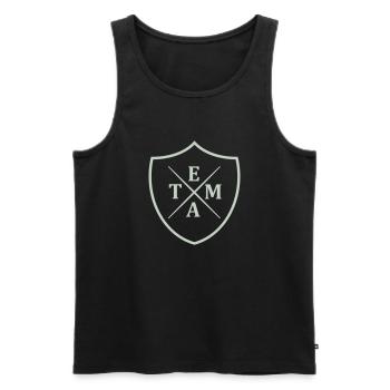 Écusson de l’équipe - Débardeur bio Premium Homme - noir - Devant - Michal (187cm)