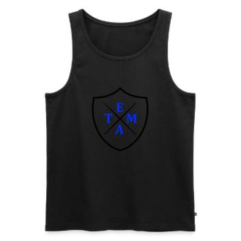 Team Crest - Men's Premium Organic Tank Top - black - Front - Michal (187cm)