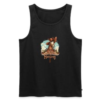 Hobbyhorsing Hobby Horsing Pferdestall - Männer Premium Bio Tank Top - Schwarz - Vorne - Michal (187cm)