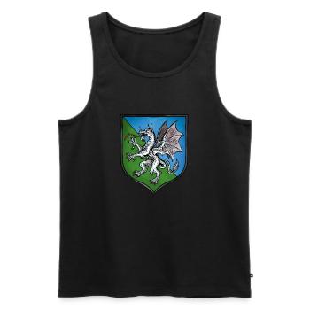 Wappen weißer Drache - Männer Premium Bio Tank Top - Schwarz - Vorne - AI Model Male 178 light (178cm)