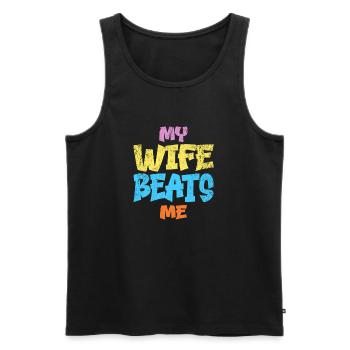 My Wife Beats Me at Every Game Funny Joke Husband - Men's Premium Organic Tank Top - black - Front - Michal (187cm)