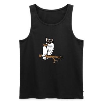 Pipe hibou fumer vieux grand-père aigle hibou branche arbre forêt - Débardeur bio Premium Homme - noir - Devant - Michal (187cm)