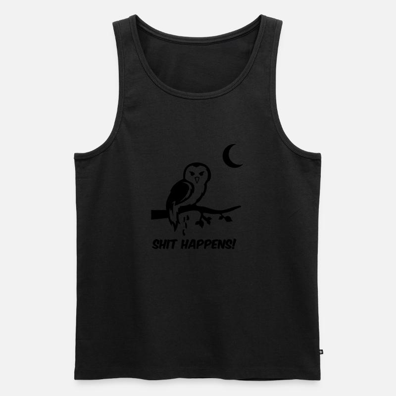 eule shit happens - Männer Premium Bio Tank Top - Schwarz
